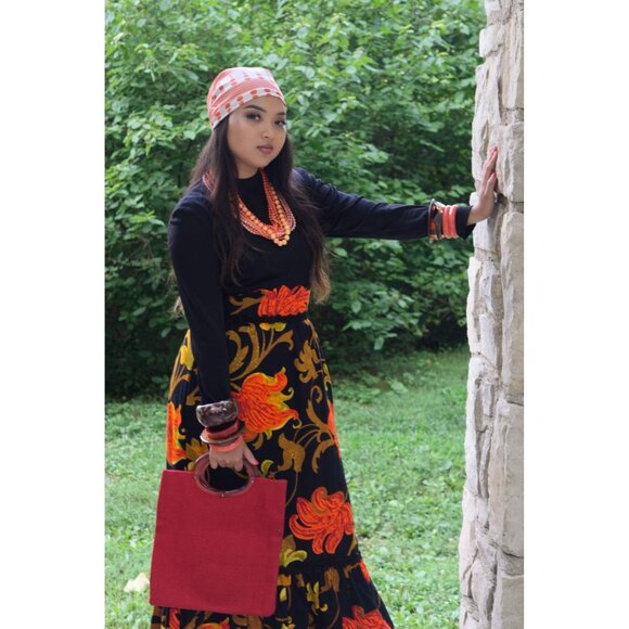 Retro Vintage Purse Tote Red Handbag Bag - Picture 6 of 6